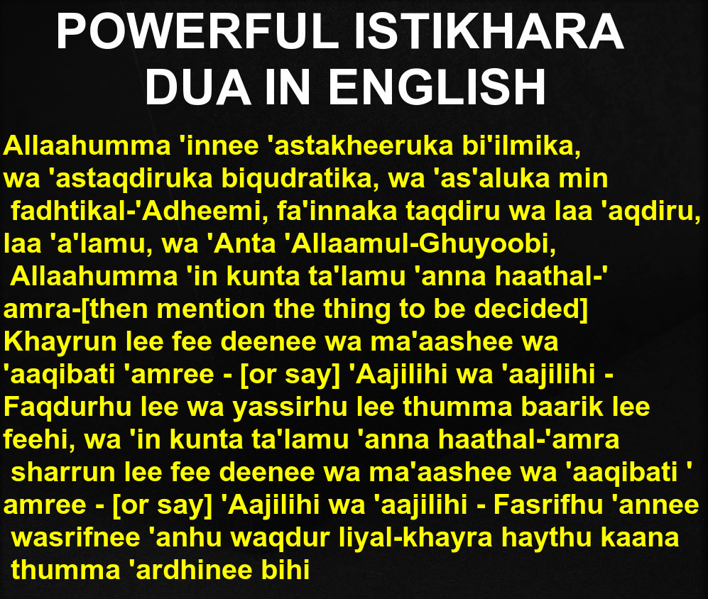 Istikhara Dua in English